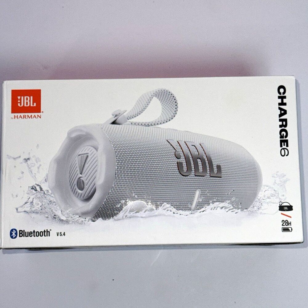 JBL Charge 6 Portable White Bluetooth Waterproof Speaker Powerbank New Box